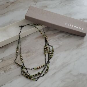 Silpada Green and Gold Layered Necklace with Beads